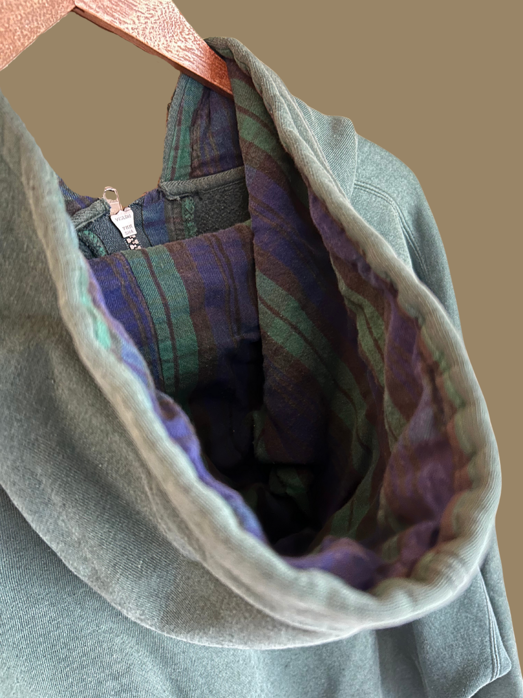 90s Plaid Quarter Zip Hoodie - L/XL