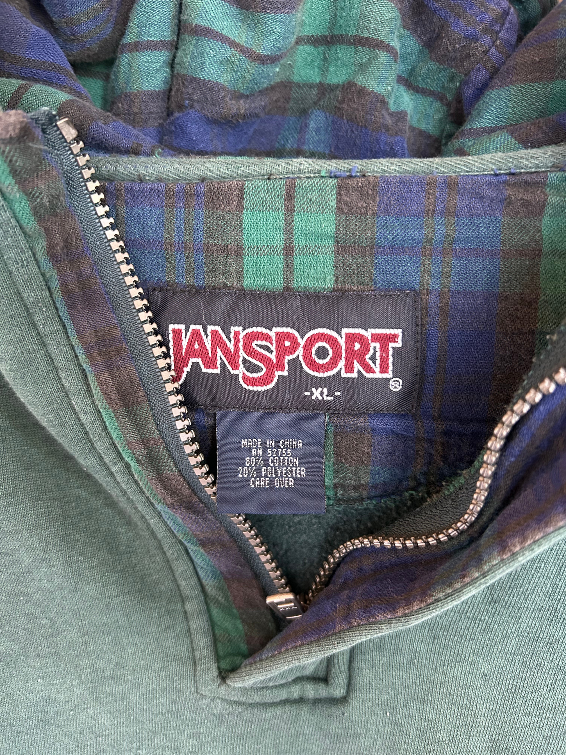 90s Plaid Quarter Zip Hoodie - L/XL
