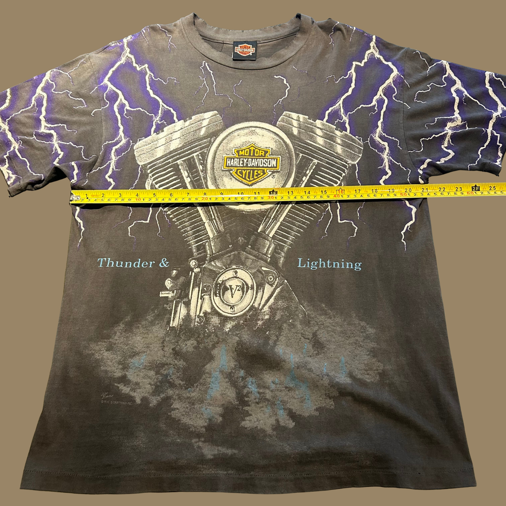 90s Faded Harley Davidson Thunder & Lightning Shirt - L/XL