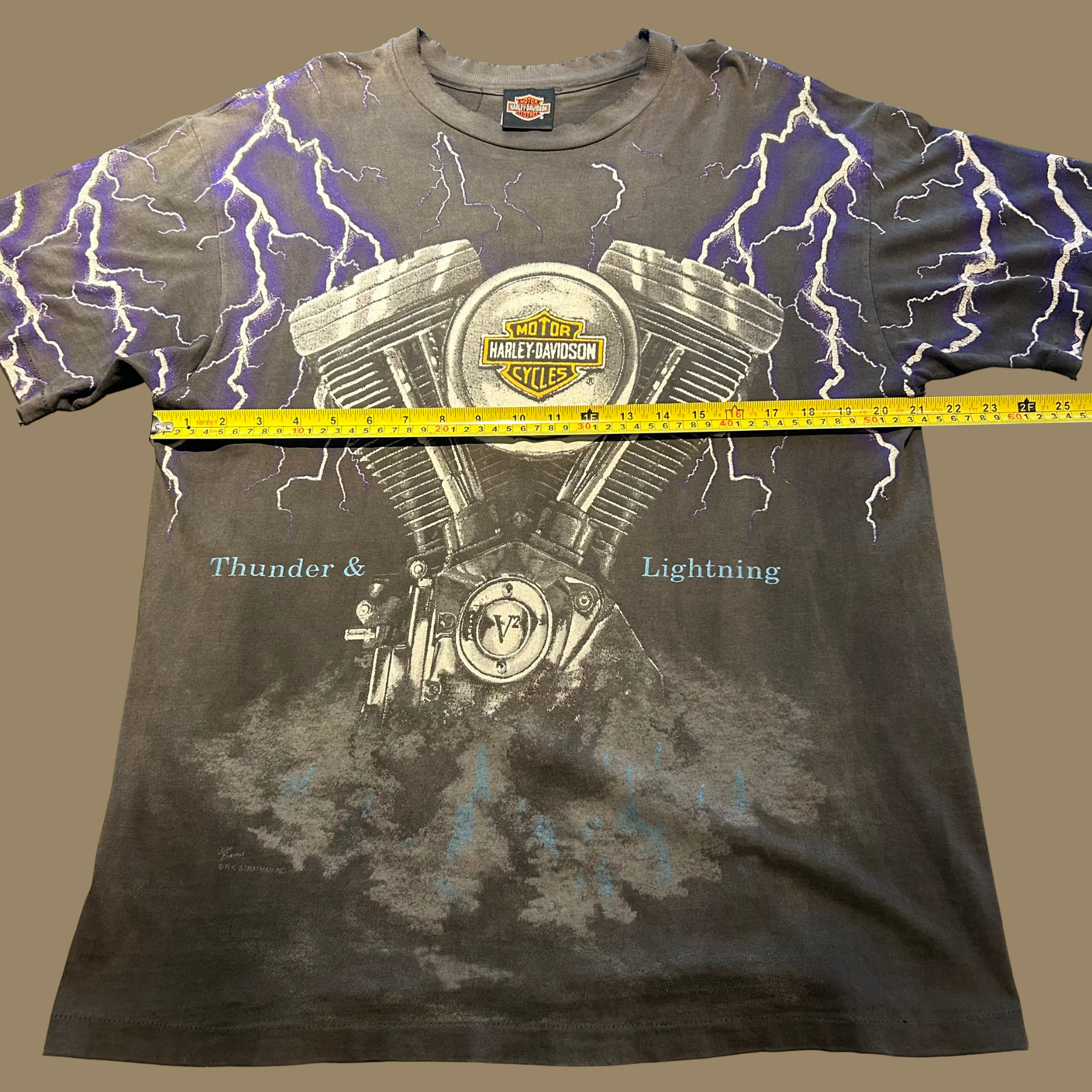 90s Faded Harley Davidson Thunder & Lightning Shirt - L/XL
