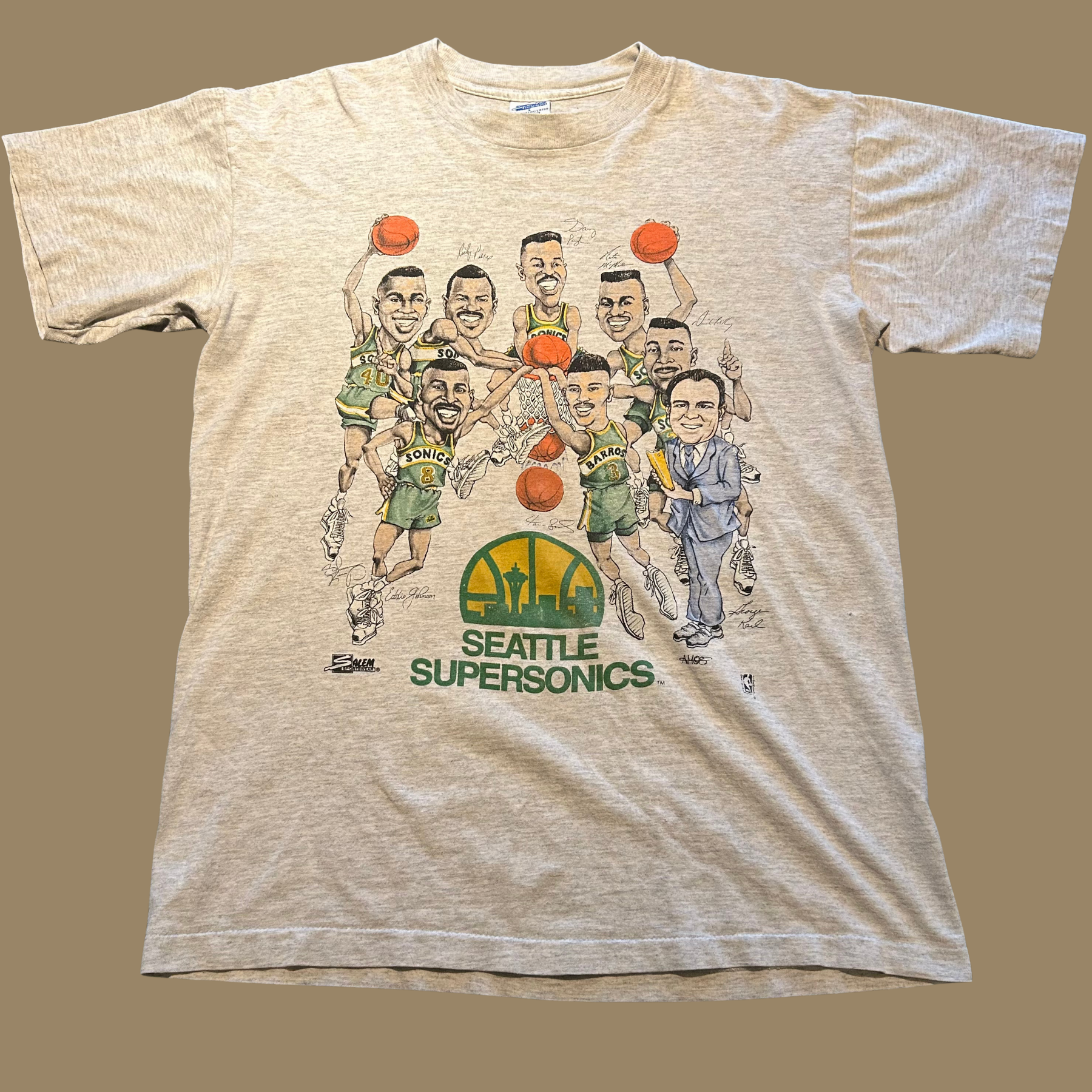 90s Seattle Supersonics Caricature Shirt - M/L