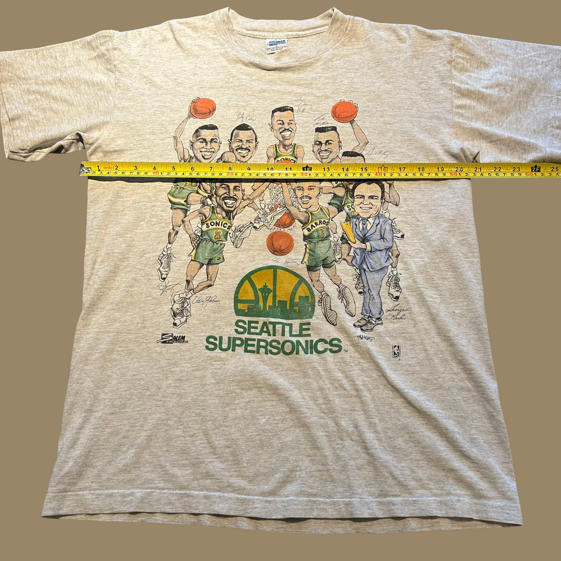 90s Seattle Supersonics Caricature Shirt - M/L