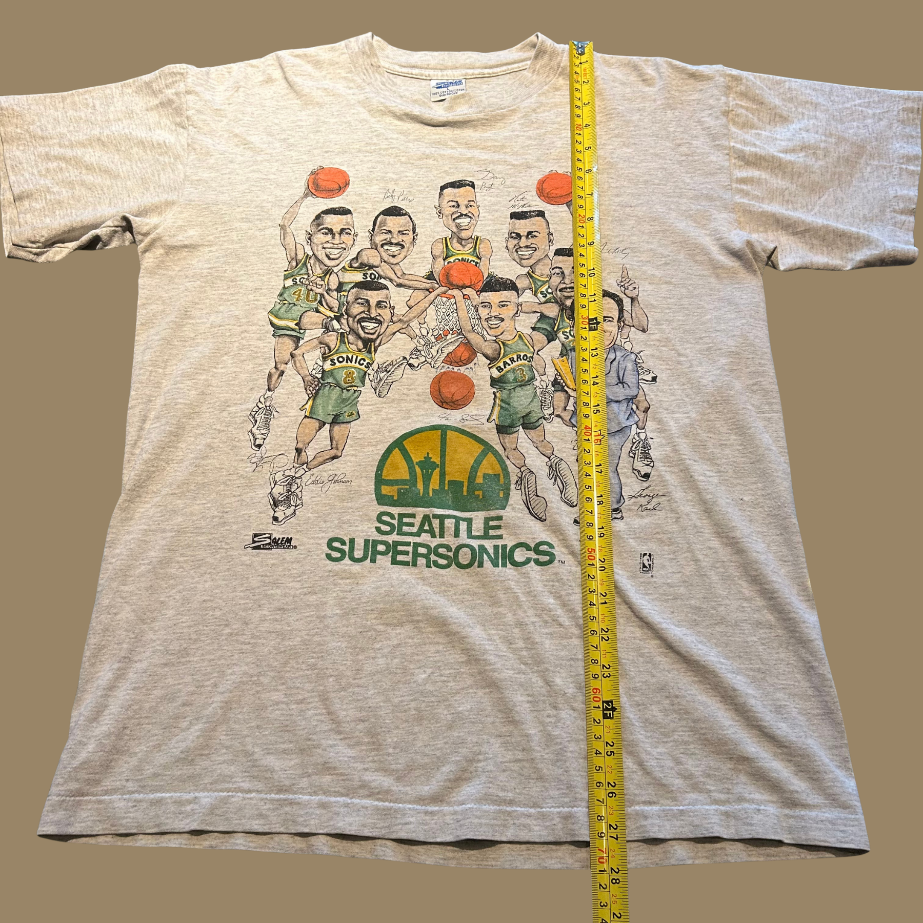 90s Seattle Supersonics Caricature Shirt - M/L