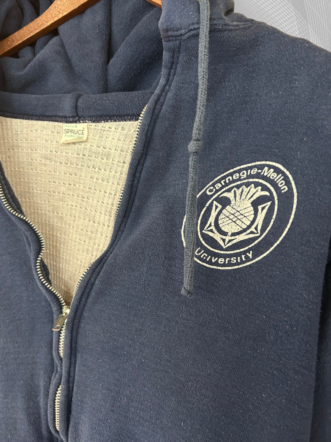 60s Carnegie-Mellon Thermal-Lined Hoodie - M/L