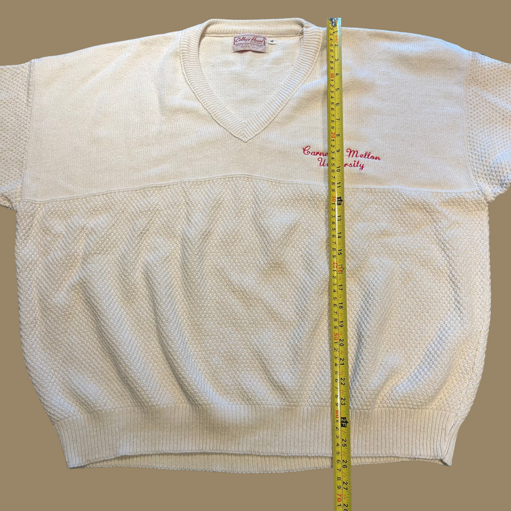 80s CMU V Neck Knit Sweater - XL/XXL