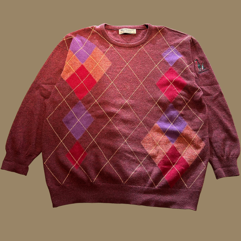 90s Burberry's Lambswool Argyle Sweater - L/XL