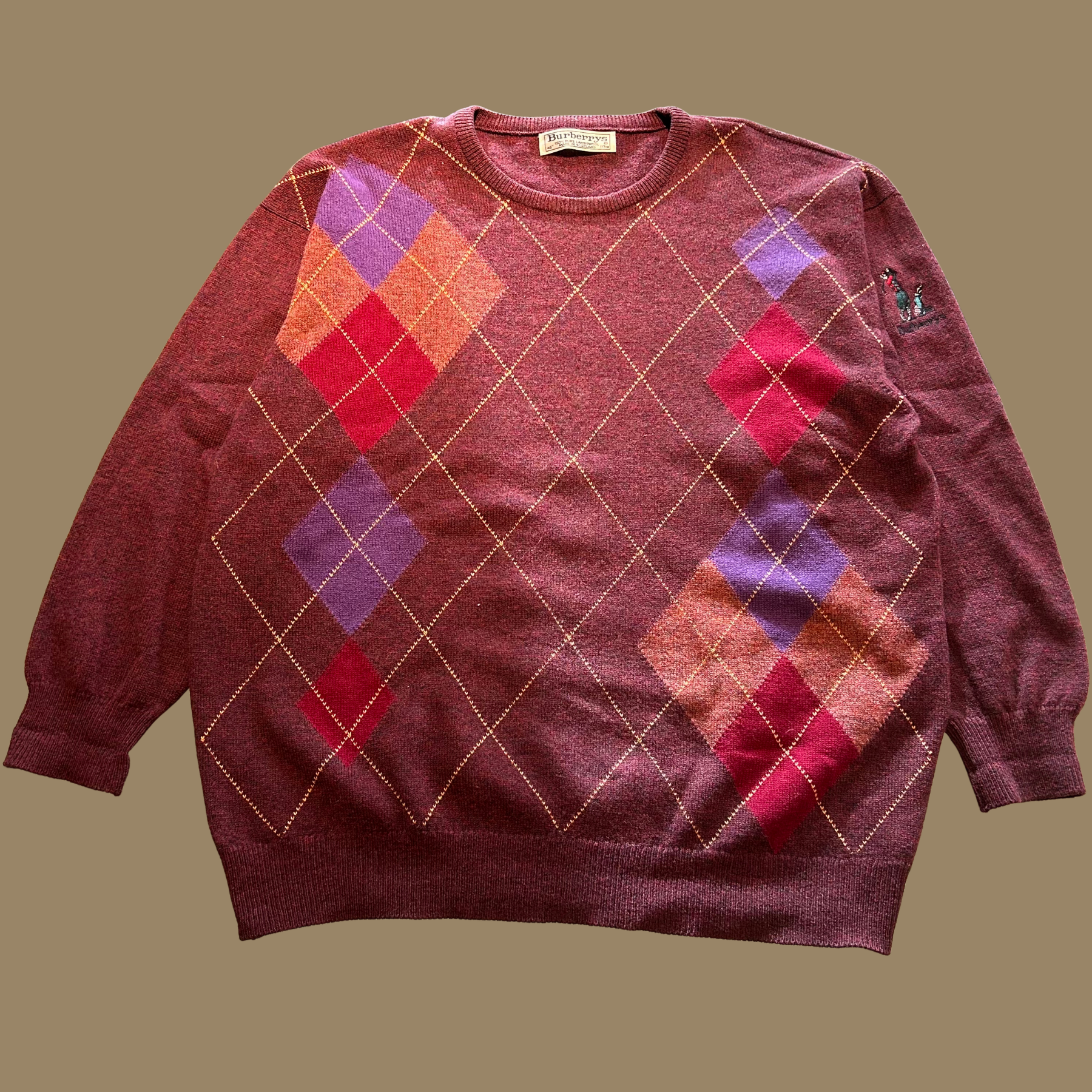 90s Burberry's Lambswool Argyle Sweater - L/XL