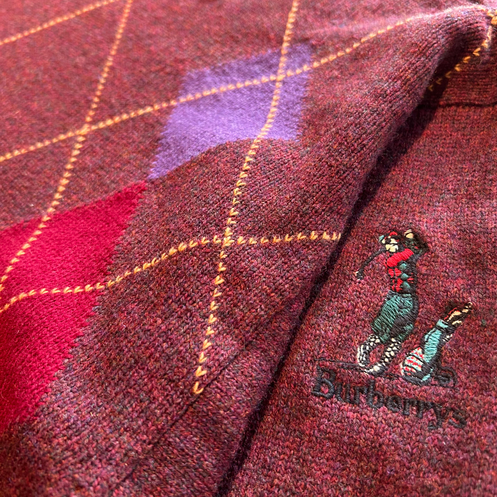 90s Burberry's Lambswool Argyle Sweater - L/XL
