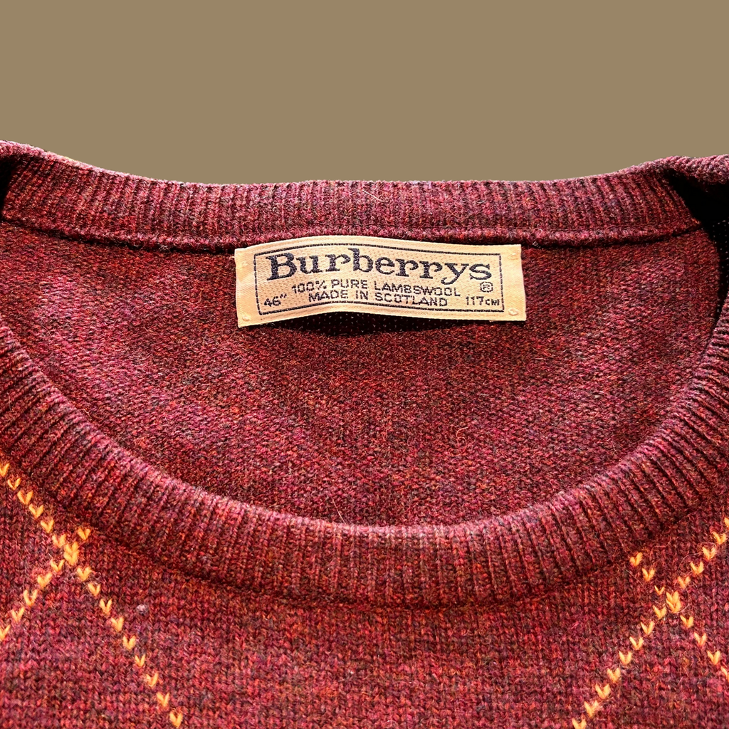 90s Burberry's Lambswool Argyle Sweater - L/XL