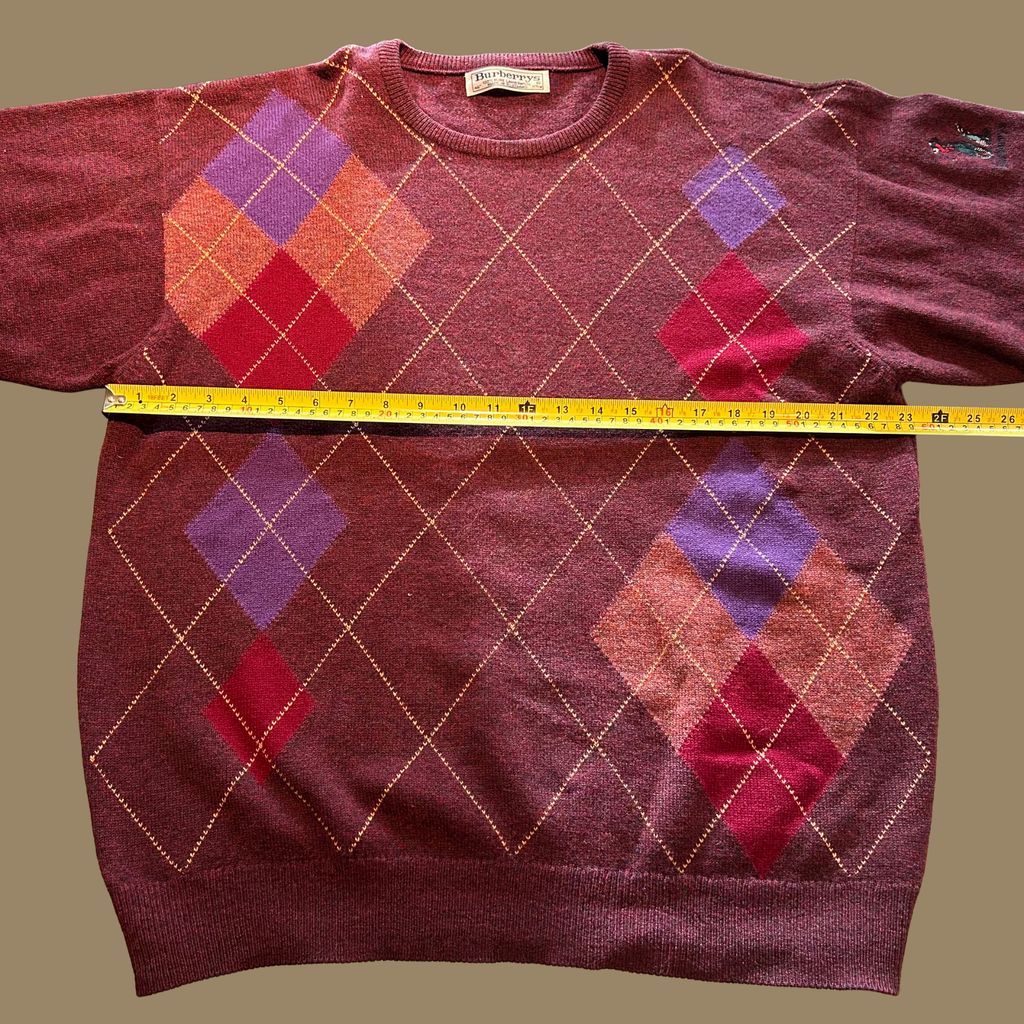 90s Burberry's Lambswool Argyle Sweater - L/XL