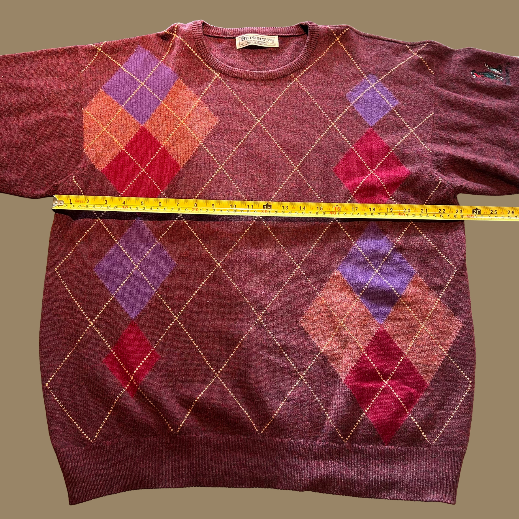 90s Burberry's Lambswool Argyle Sweater - L/XL