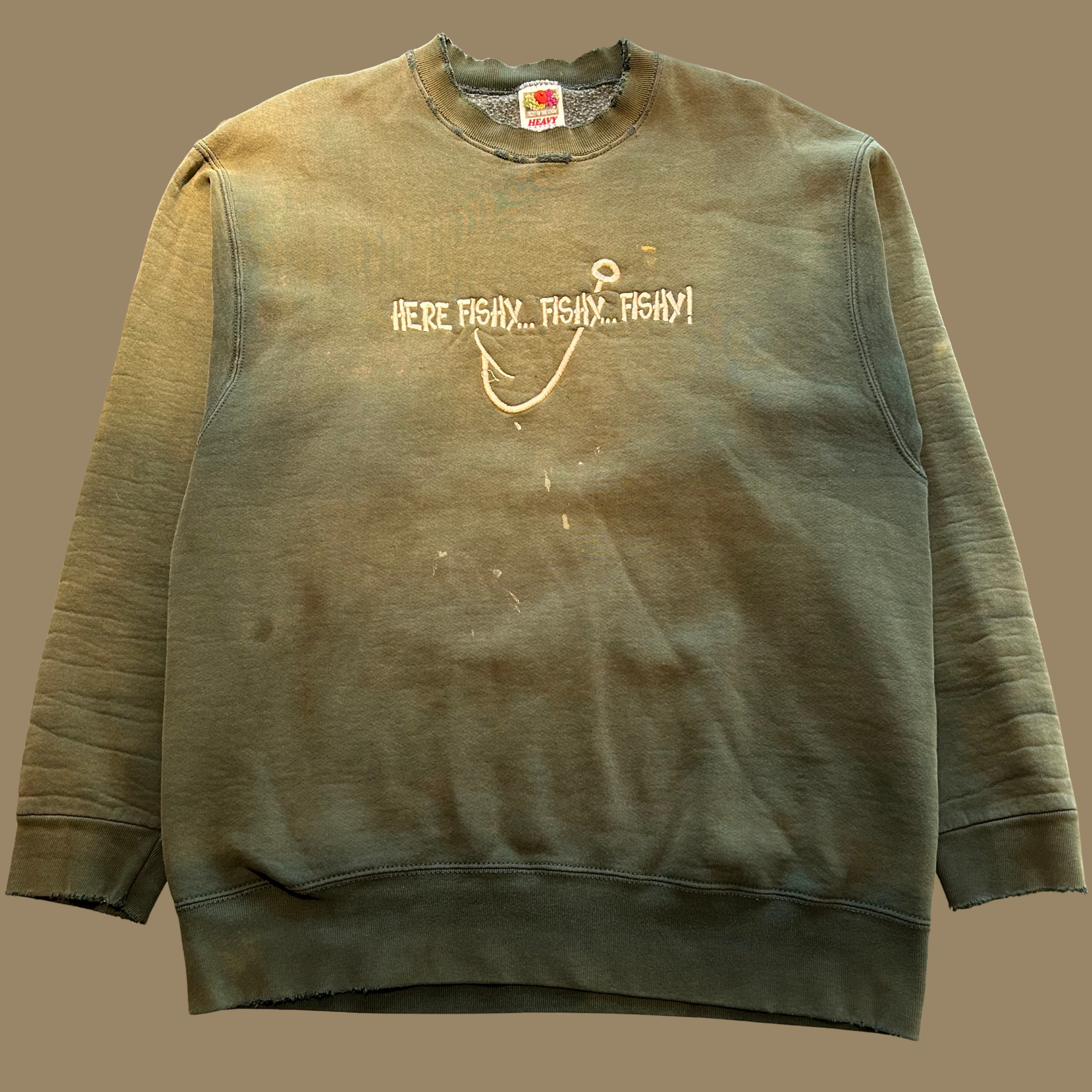 90s Sunfaded Distressed Fishing Sweatshirt - L/XL