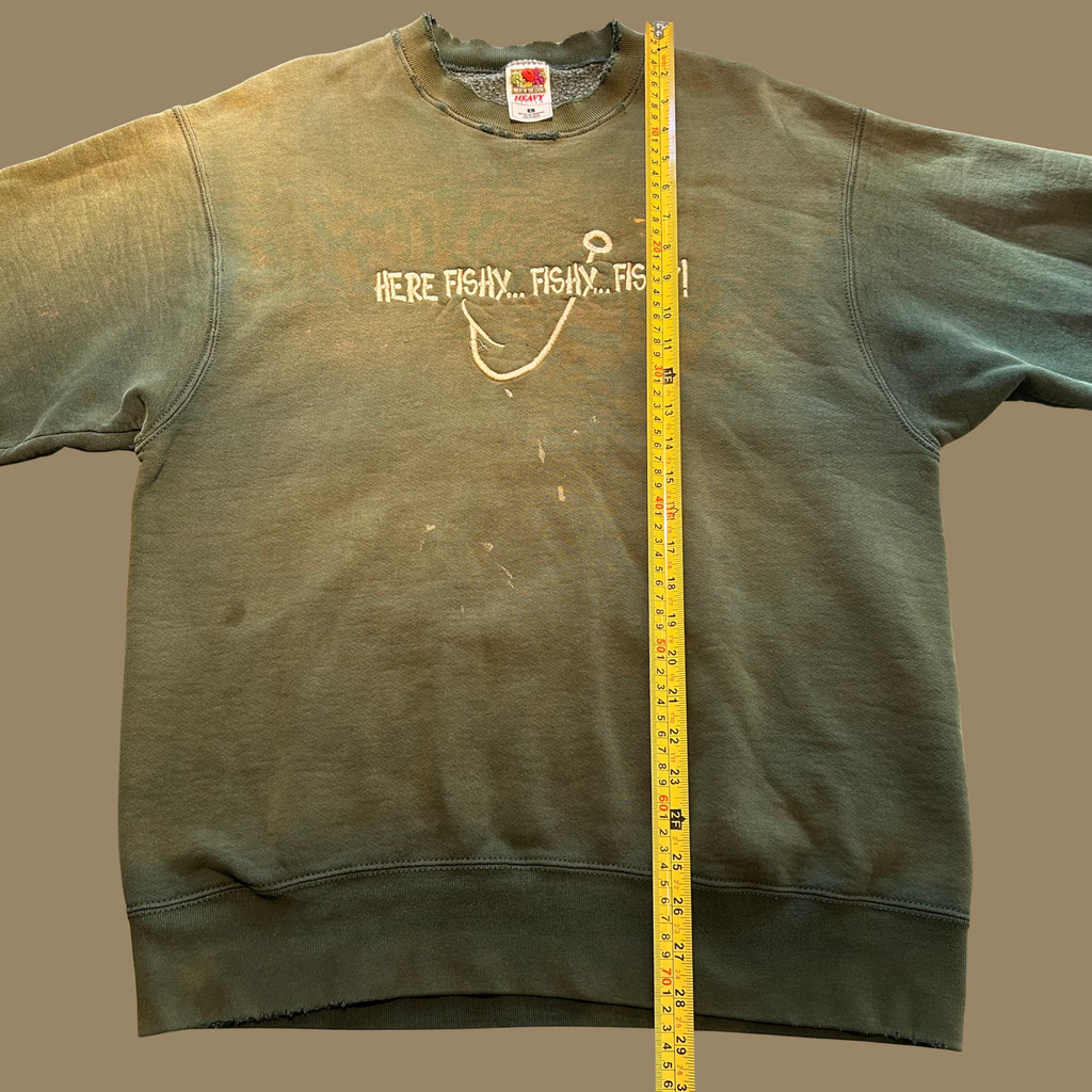 90s Sunfaded Distressed Fishing Sweatshirt - L/XL